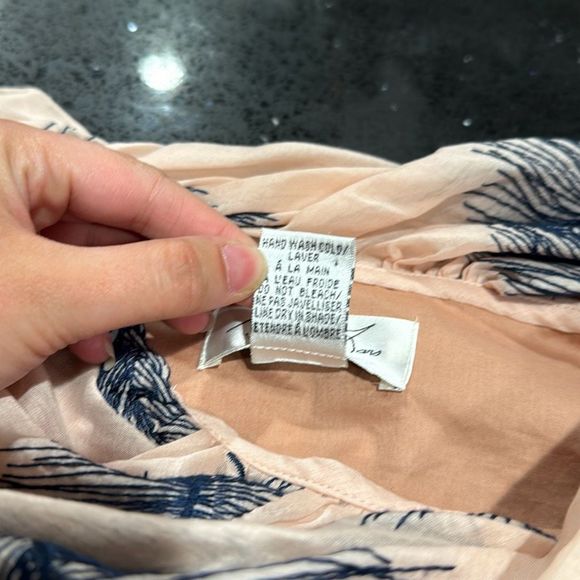 Byron Lars On A Wing Peplum Blouse Feather Print Blouse Size 2 Cotton Womens - Picture 4 of 8